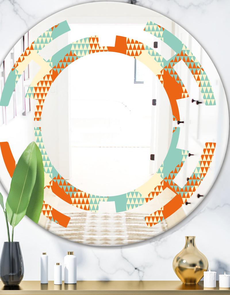 DesignQ Retro Hexagon Pattern VIII - Modern Round or Oval Wall Mirror - Space