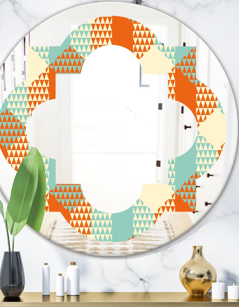 DesignQ Retro Hexagon Pattern VIII - Modern Round or Oval Wall Mirror - Quatrefoil
