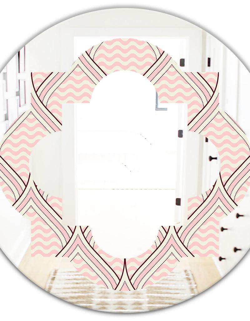 DesignQ Retro Ornament With Decorative Elements - Modern Round Or Oval Wall Mirror - Quatrefoil