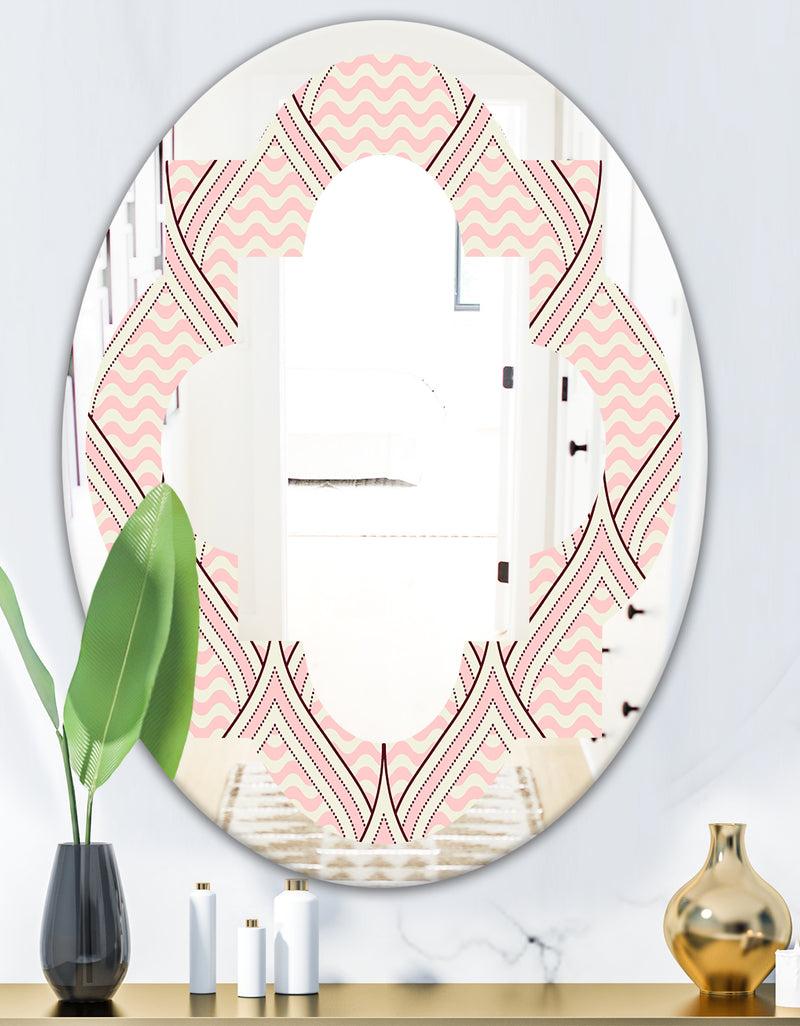 DesignQ Retro Ornament With Decorative Elements - Modern Round Or Oval Wall Mirror - Quatrefoil
