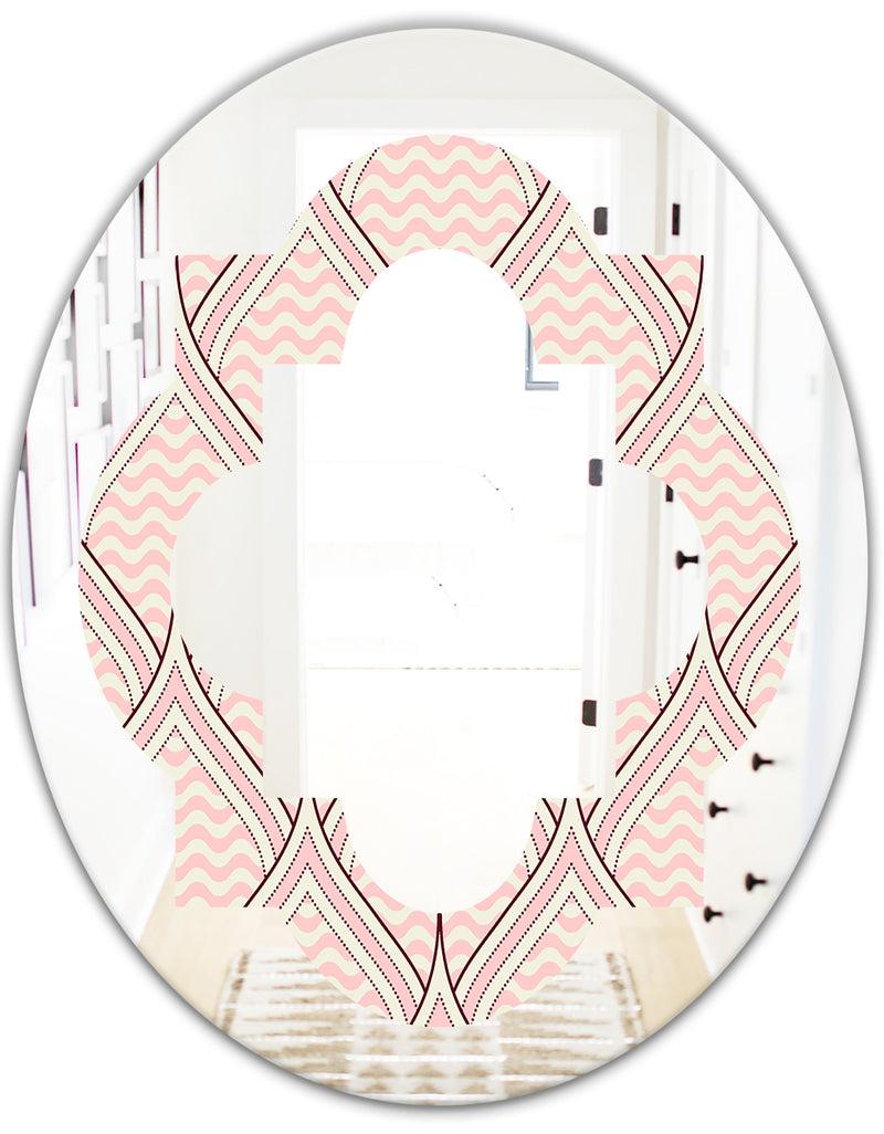 DesignQ Retro Ornament With Decorative Elements - Modern Round Or Oval Wall Mirror - Quatrefoil