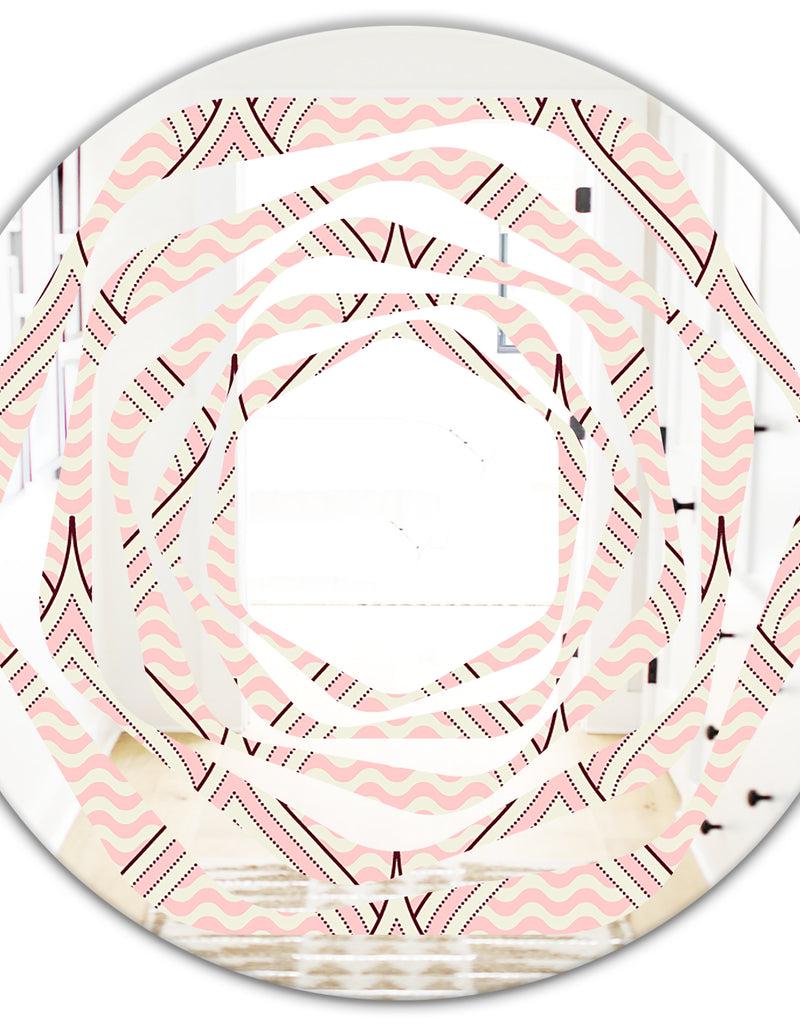 DesignQ Retro Ornament With Decorative Elements - Modern Round Or Oval Wall Mirror - Whirl