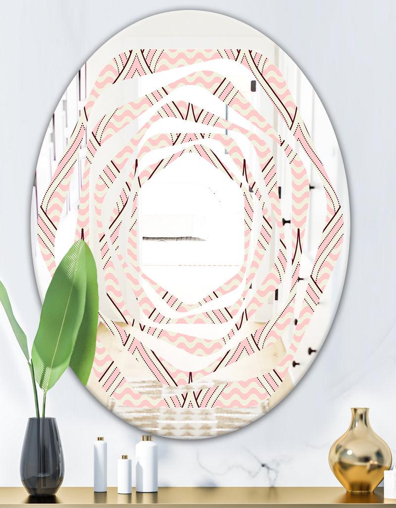 DesignQ Retro Ornament With Decorative Elements - Modern Round Or Oval Wall Mirror - Whirl