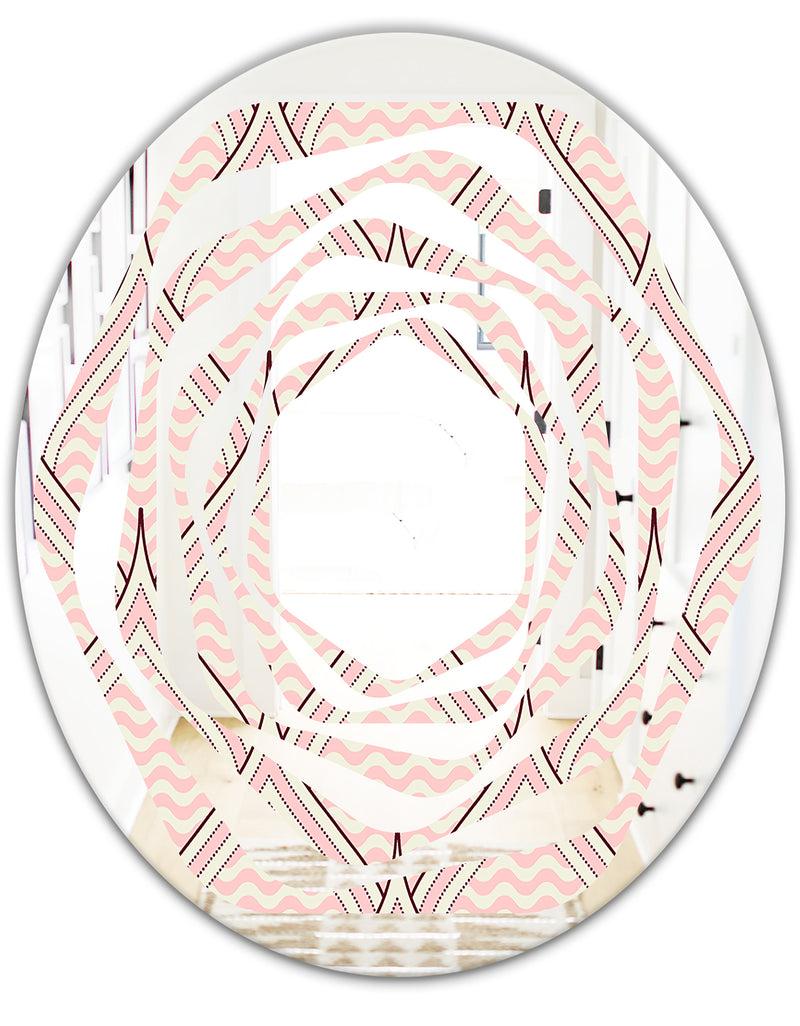 DesignQ Retro Ornament With Decorative Elements - Modern Round Or Oval Wall Mirror - Whirl