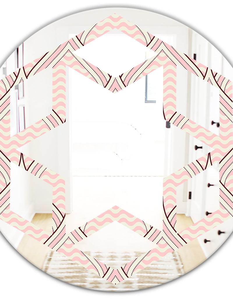 DesignQ Retro Ornament With Decorative Elements - Modern Round Or Oval Wall Mirror - Hexagon Star