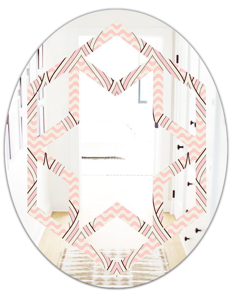 DesignQ Retro Ornament With Decorative Elements - Modern Round Or Oval Wall Mirror - Hexagon Star