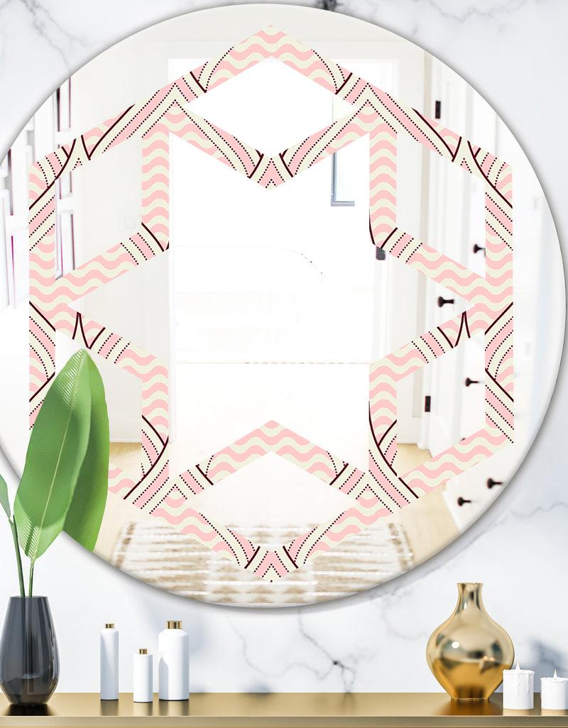 DesignQ Retro Ornament With Decorative Elements - Modern Round or Oval Wall Mirror - Hexagon Star