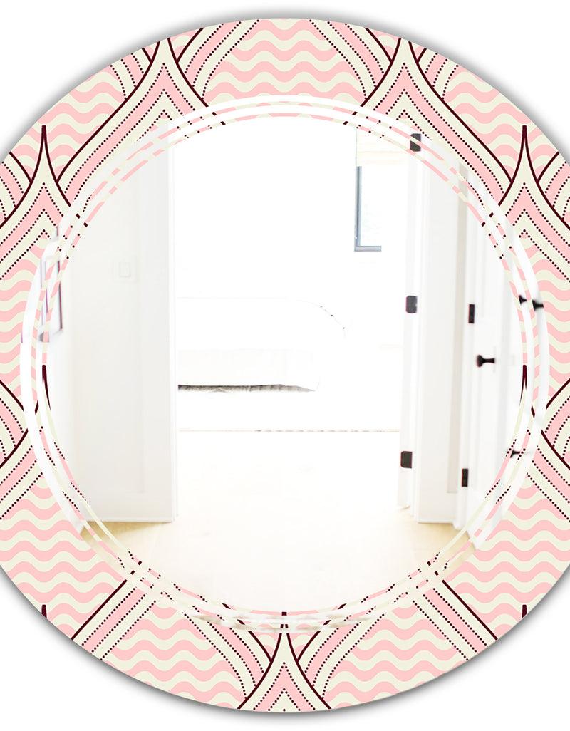 DesignQ Retro Ornament With Decorative Elements - Modern Round Or Oval Wall Mirror - Triple C