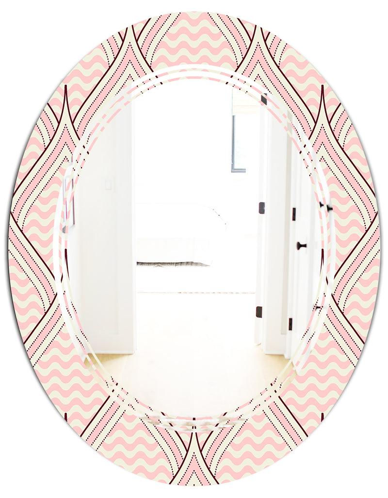 DesignQ Retro Ornament With Decorative Elements - Modern Round Or Oval Wall Mirror - Triple C