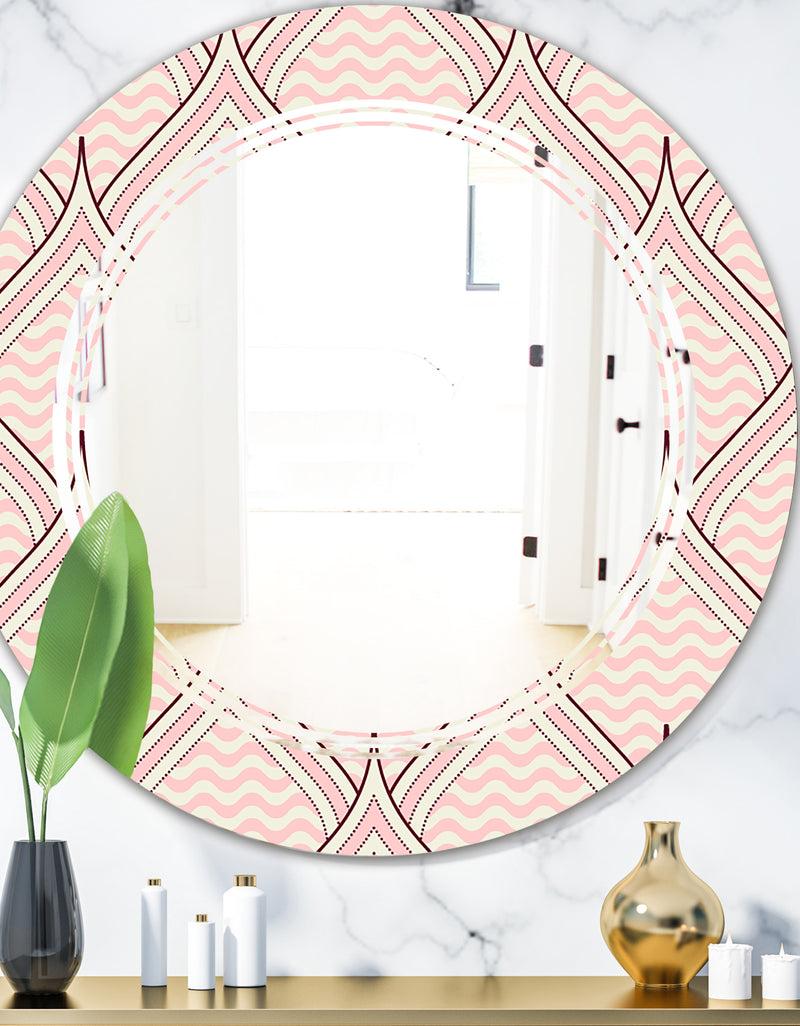 DesignQ Retro Ornament With Decorative Elements - Modern Round or Oval Wall Mirror - Triple C