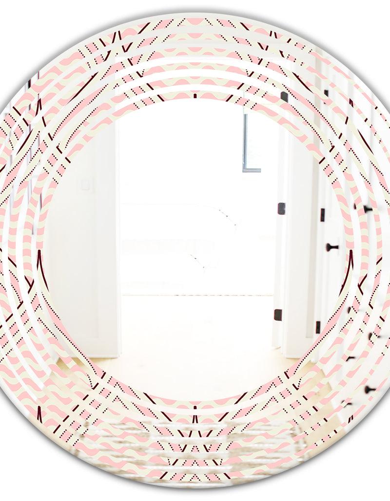 DesignQ Retro Ornament With Decorative Elements - Modern Round Or Oval Wall Mirror - Wave