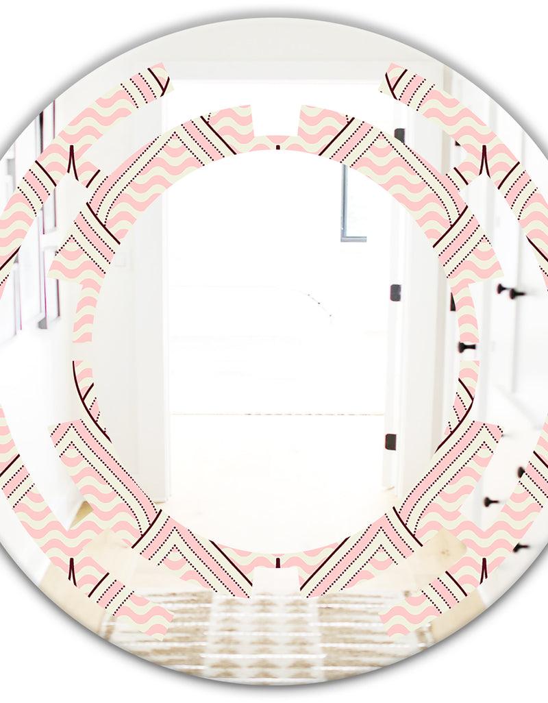 DesignQ Retro Ornament With Decorative Elements - Modern Round Or Oval Wall Mirror - Space