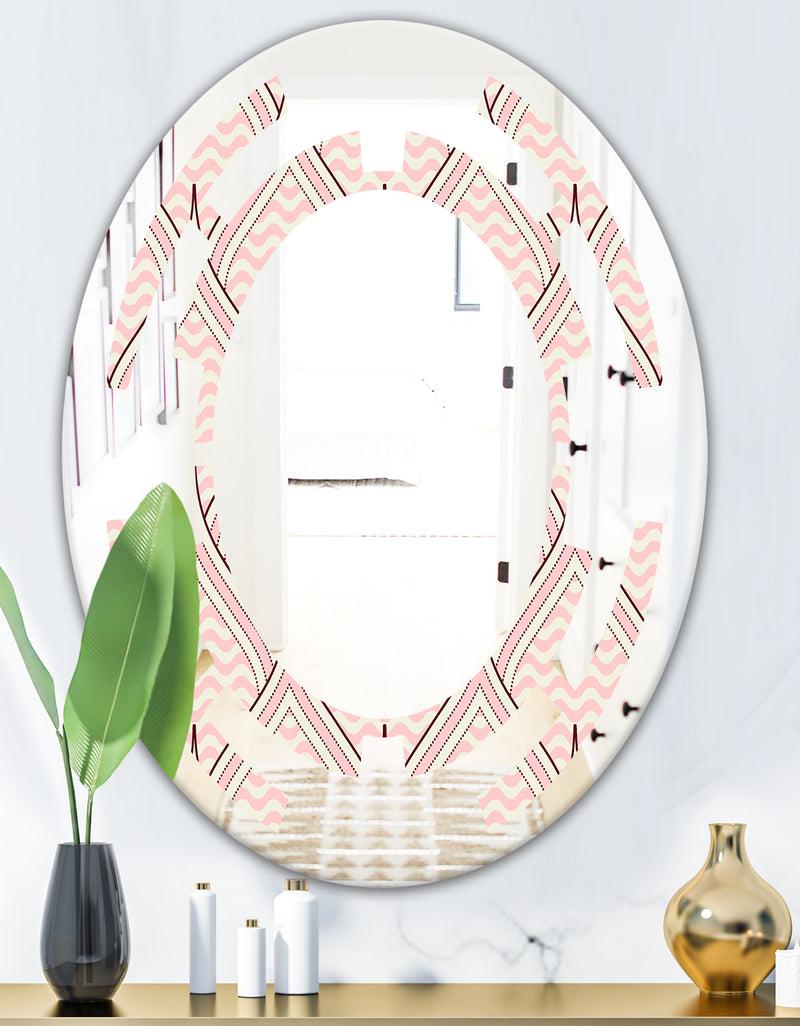 DesignQ Retro Ornament With Decorative Elements - Modern Round Or Oval Wall Mirror - Space