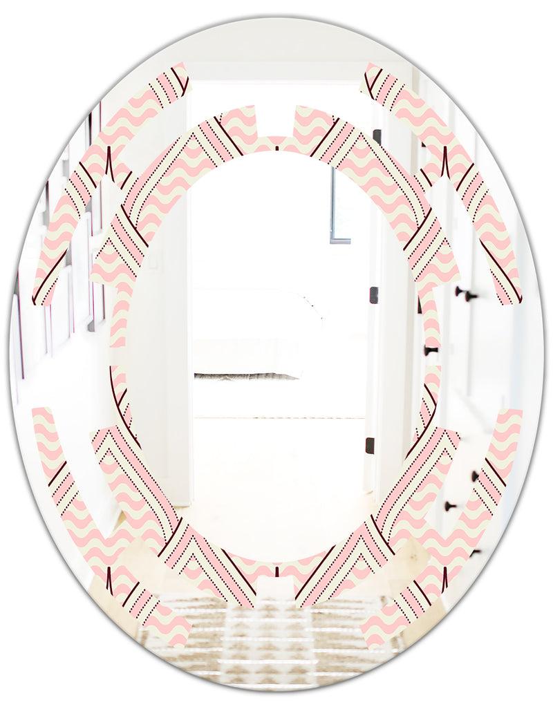 DesignQ Retro Ornament With Decorative Elements - Modern Round Or Oval Wall Mirror - Space