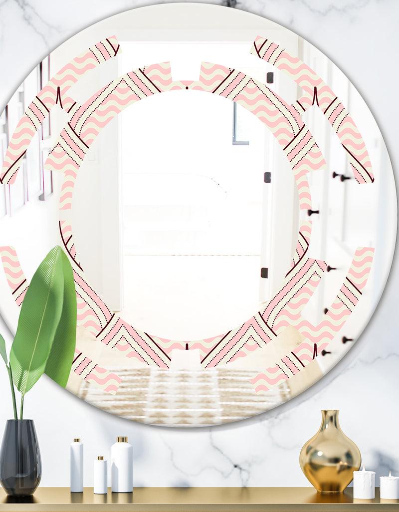 DesignQ Retro Ornament With Decorative Elements - Modern Round or Oval Wall Mirror - Space