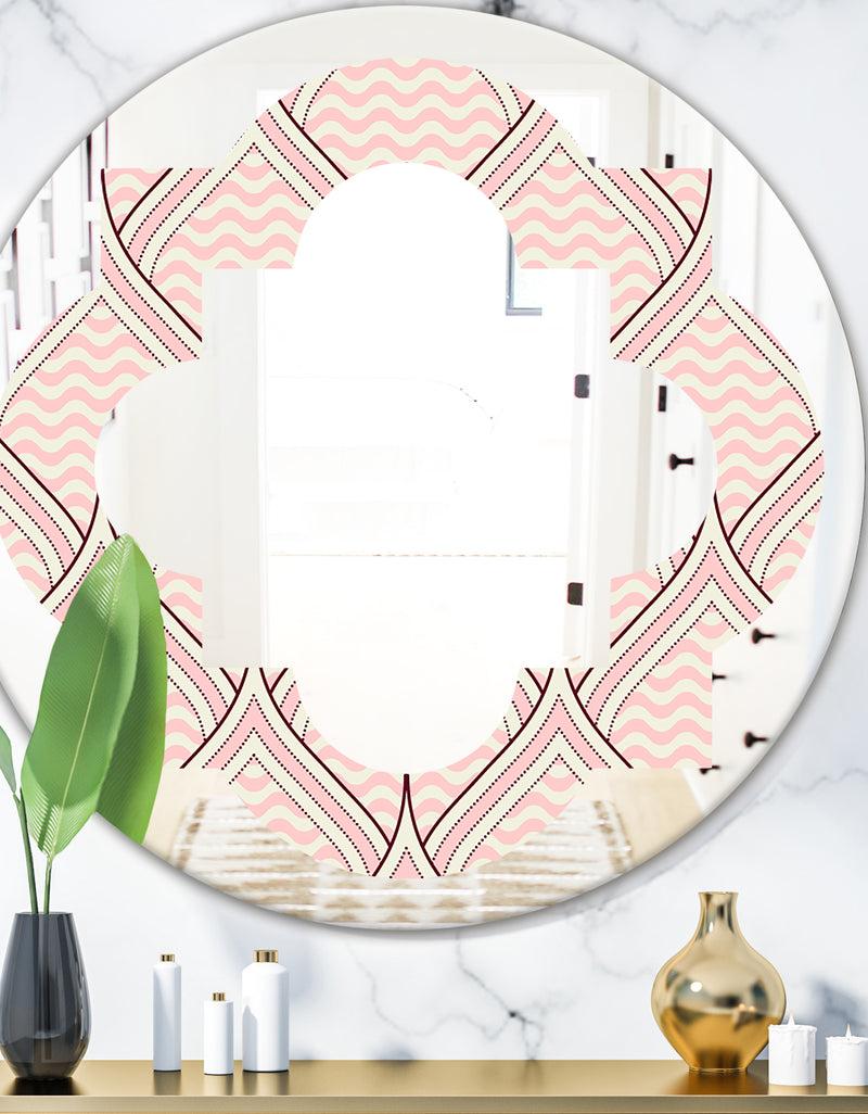 DesignQ Retro Ornament With Decorative Elements - Modern Round or Oval Wall Mirror - Quatrefoil