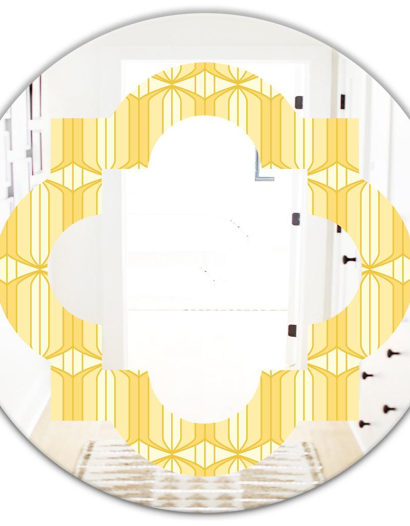 DesignQ Retro Ornamental Design III - Modern Round Or Oval Wall Mirror - Quatrefoil