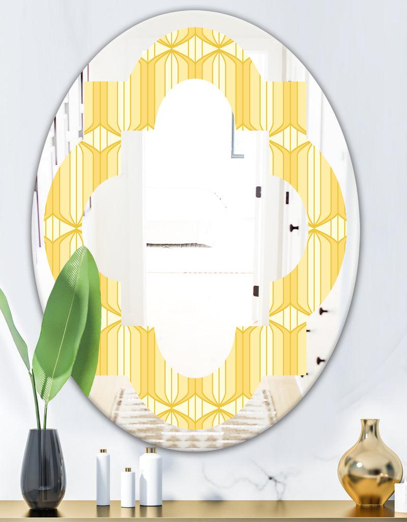 DesignQ Retro Ornamental Design III - Modern Round Or Oval Wall Mirror - Quatrefoil
