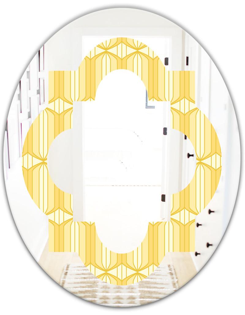 DesignQ Retro Ornamental Design III - Modern Round Or Oval Wall Mirror - Quatrefoil