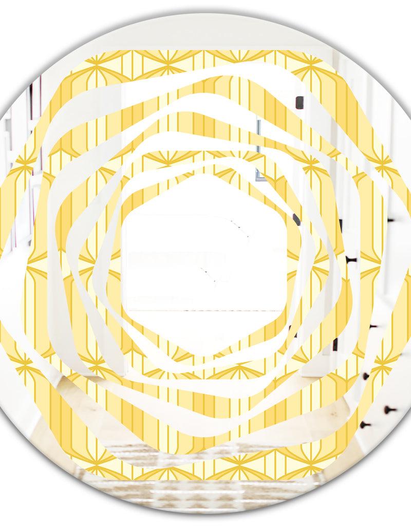 DesignQ Retro Ornamental Design III - Modern Round Or Oval Wall Mirror - Whirl