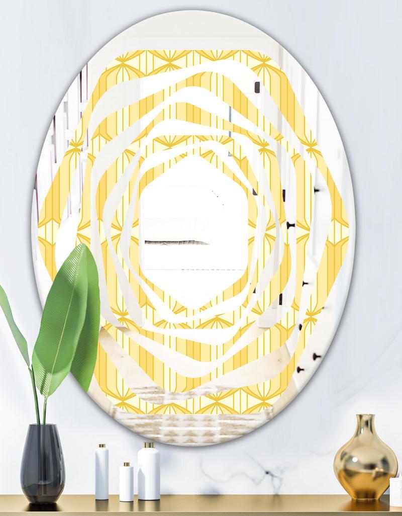 DesignQ Retro Ornamental Design III - Modern Round Or Oval Wall Mirror - Whirl
