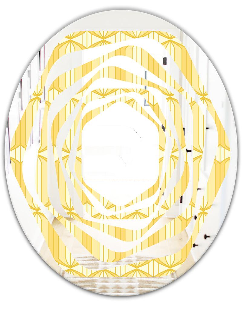 DesignQ Retro Ornamental Design III - Modern Round Or Oval Wall Mirror - Whirl