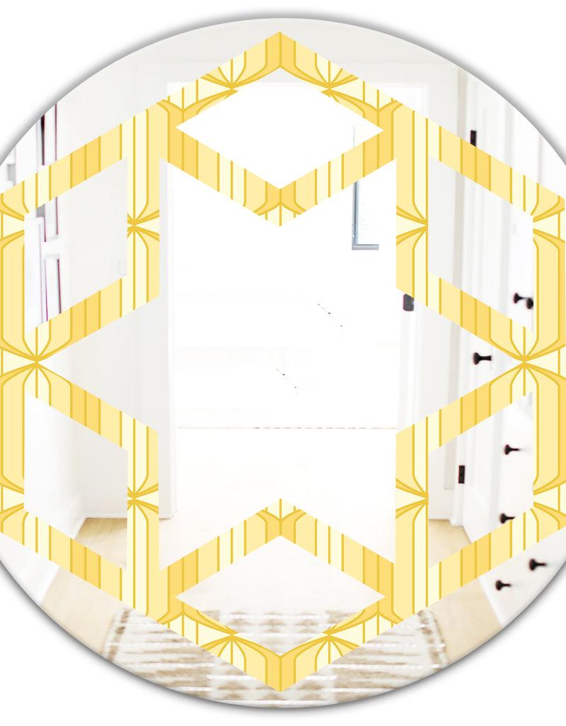 DesignQ Retro Ornamental Design III - Modern Round Or Oval Wall Mirror - Hexagon Star