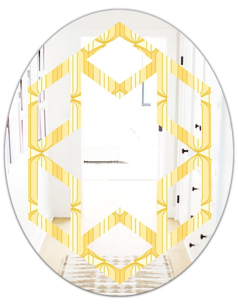 DesignQ Retro Ornamental Design III - Modern Round Or Oval Wall Mirror - Hexagon Star