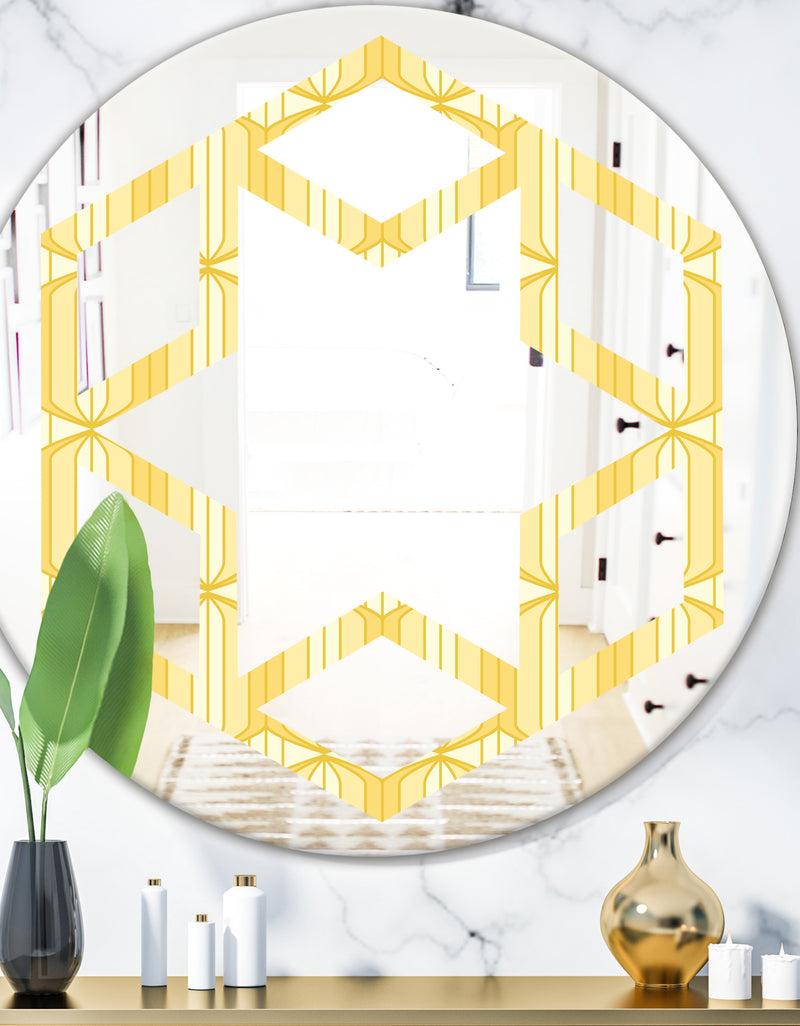 DesignQ Retro Ornamental Design III - Modern Round or Oval Wall Mirror - Hexagon Star