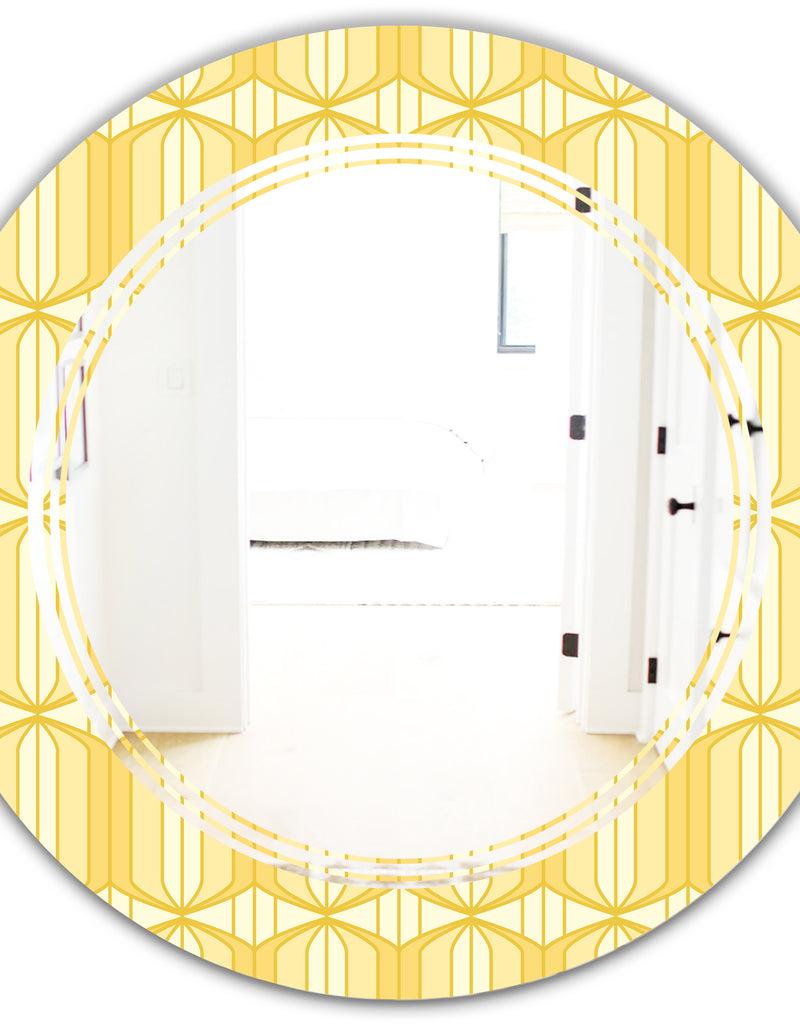 DesignQ Retro Ornamental Design III - Modern Round Or Oval Wall Mirror - Triple C