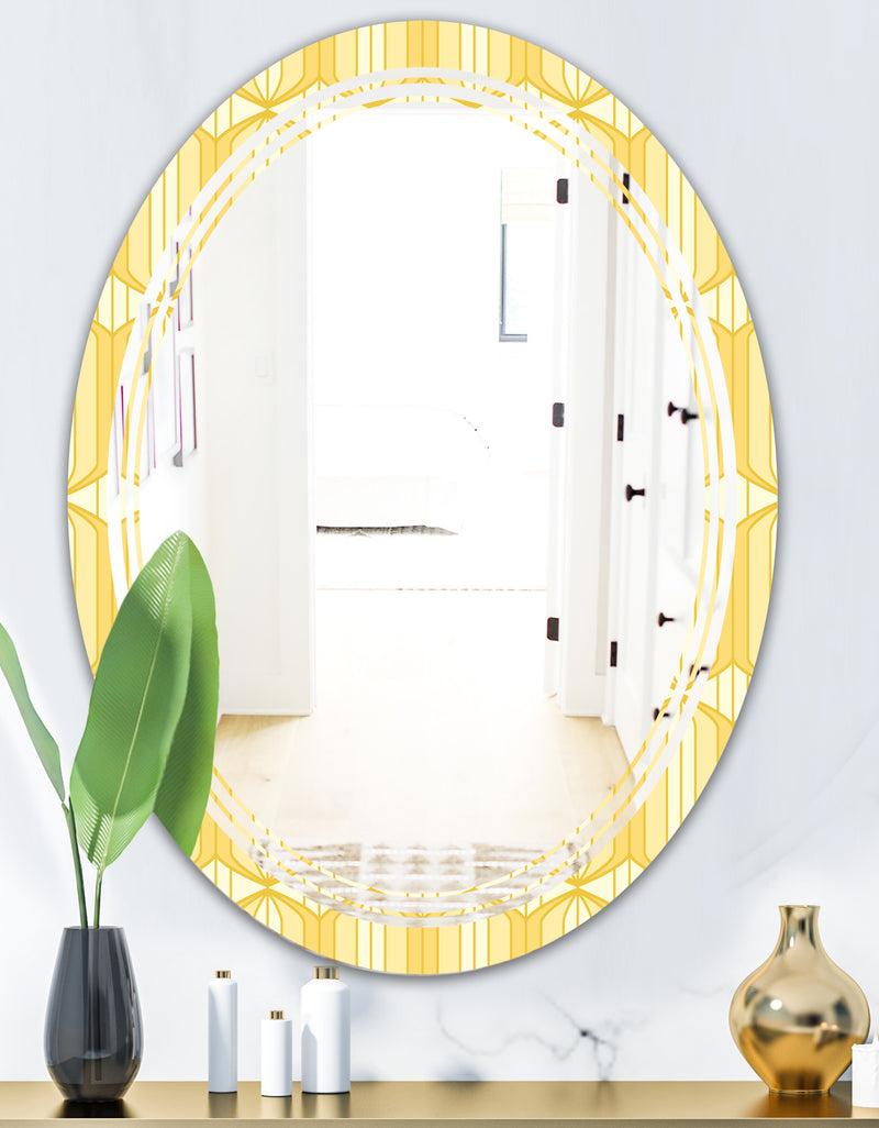 DesignQ Retro Ornamental Design III - Modern Round Or Oval Wall Mirror - Triple C