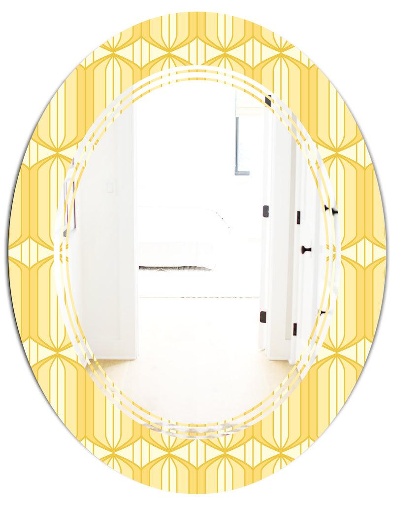 DesignQ Retro Ornamental Design III - Modern Round Or Oval Wall Mirror - Triple C