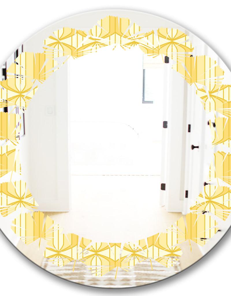 DesignQ Retro Ornamental Design III - Modern Round Or Oval Wall Mirror - Leaves