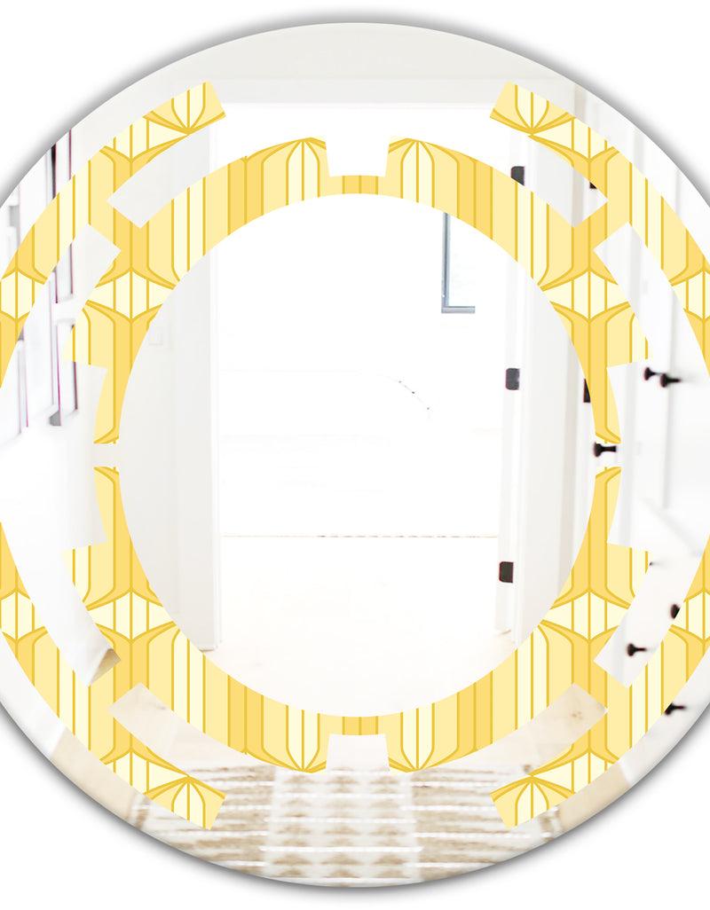 DesignQ Retro Ornamental Design III - Modern Round Or Oval Wall Mirror - Space