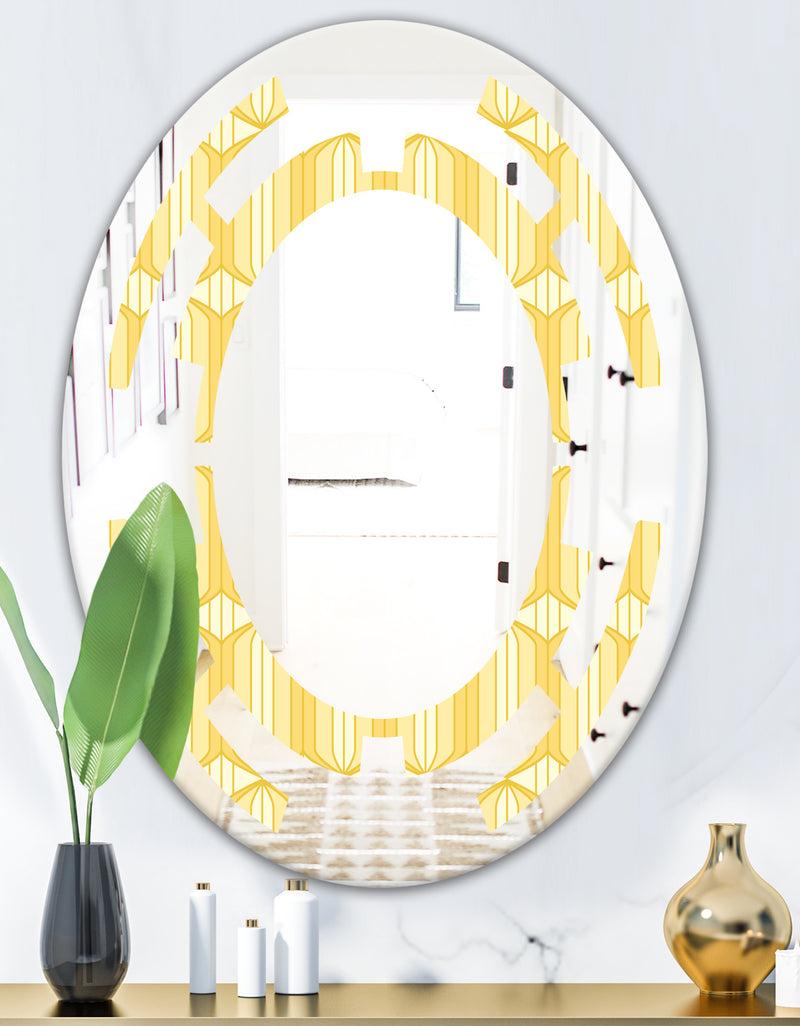 DesignQ Retro Ornamental Design III - Modern Round Or Oval Wall Mirror - Space