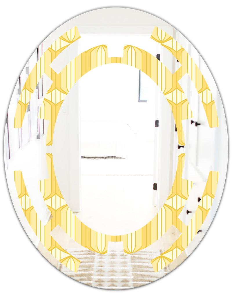 DesignQ Retro Ornamental Design III - Modern Round Or Oval Wall Mirror - Space