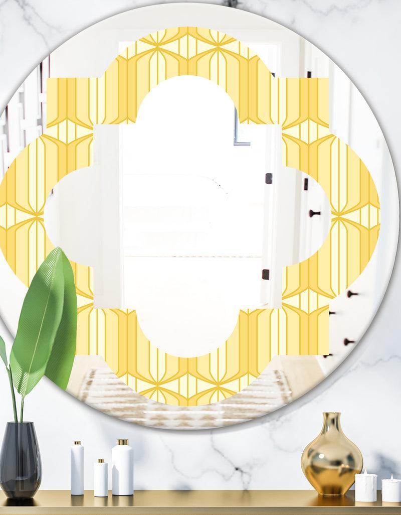 DesignQ Retro Ornamental Design III - Modern Round or Oval Wall Mirror - Quatrefoil