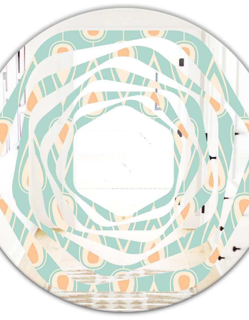 DesignQ Retro Ornamental Design VIII - Modern Round Or Oval Wall Mirror - Whirl