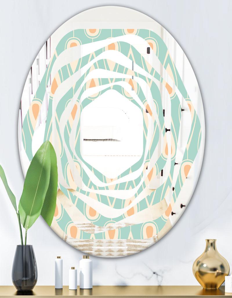 DesignQ Retro Ornamental Design VIII - Modern Round Or Oval Wall Mirror - Whirl