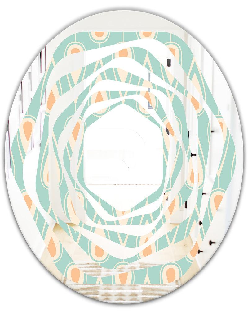 DesignQ Retro Ornamental Design VIII - Modern Round Or Oval Wall Mirror - Whirl