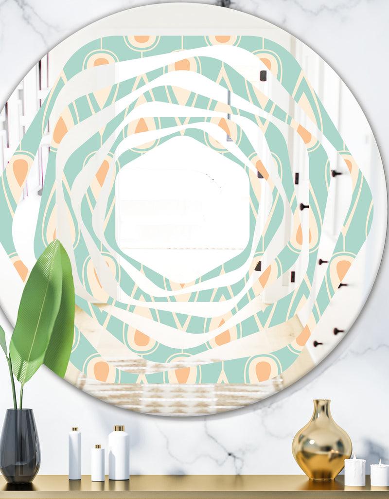 DesignQ Retro Ornamental Design VIII - Modern Round or Oval Wall Mirror - Whirl