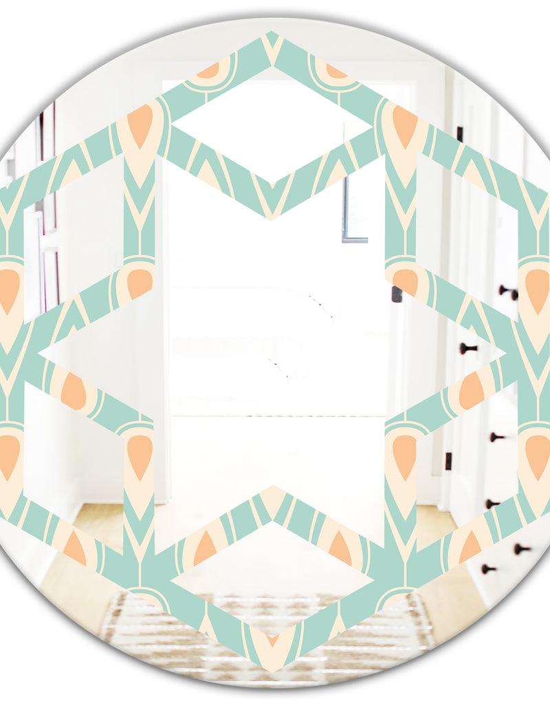 DesignQ Retro Ornamental Design VIII - Modern Round Or Oval Wall Mirror - Hexagon Star