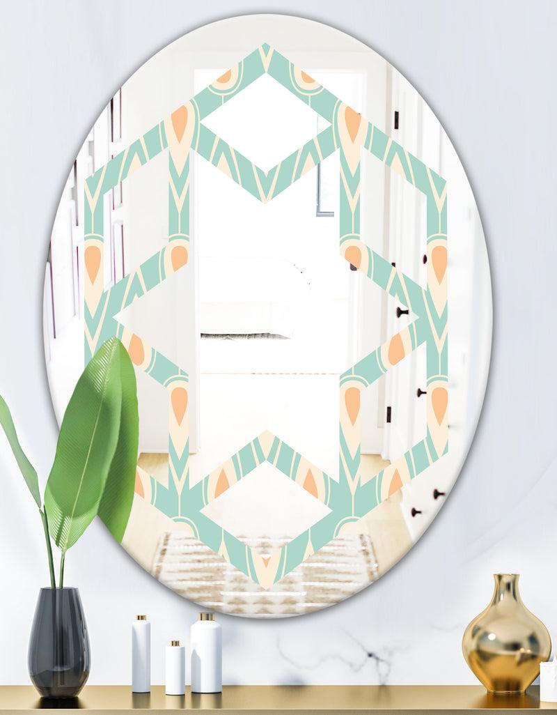 DesignQ Retro Ornamental Design VIII - Modern Round Or Oval Wall Mirror - Hexagon Star