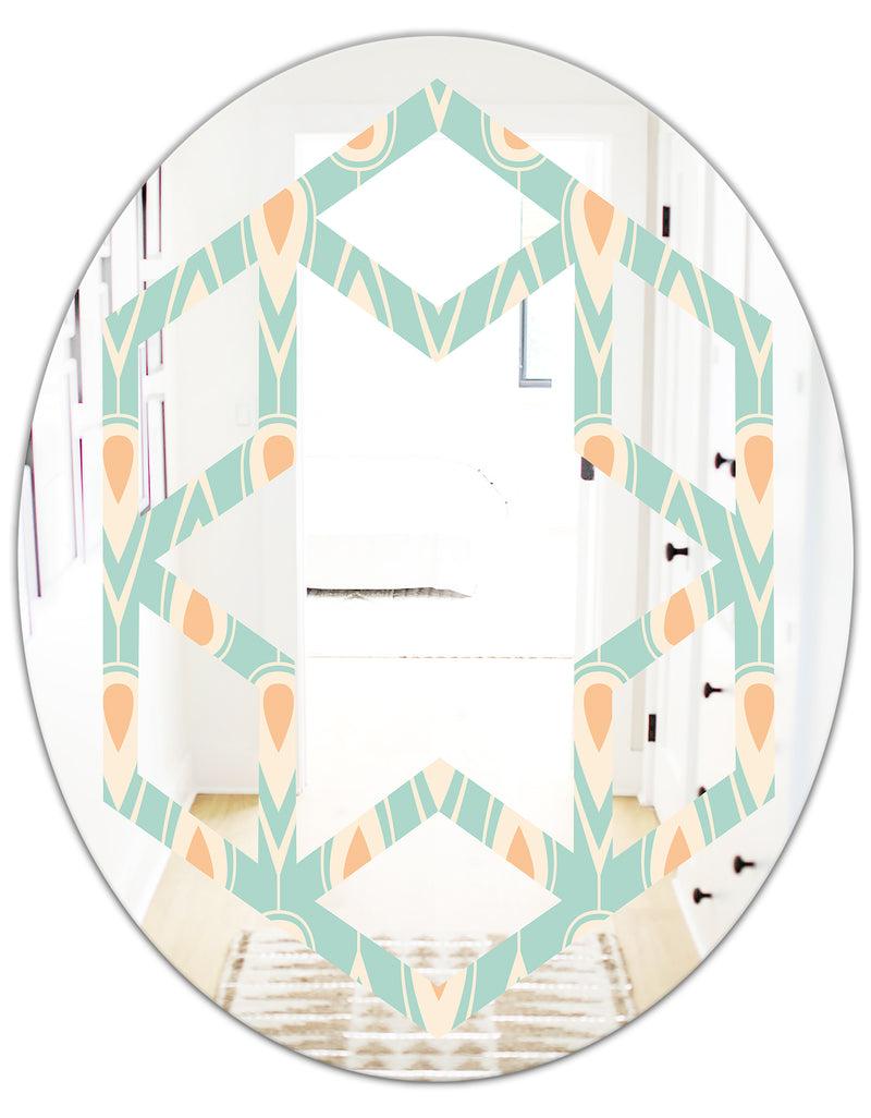 DesignQ Retro Ornamental Design VIII - Modern Round Or Oval Wall Mirror - Hexagon Star