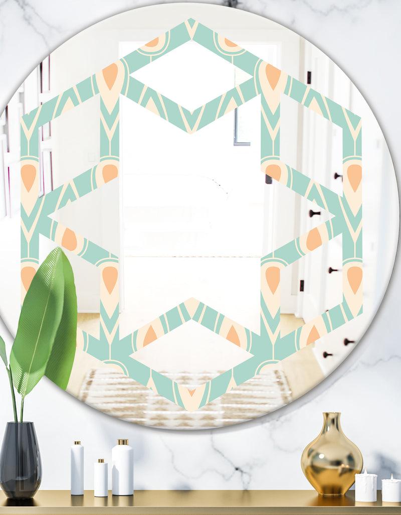 DesignQ Retro Ornamental Design VIII - Modern Round or Oval Wall Mirror - Hexagon Star
