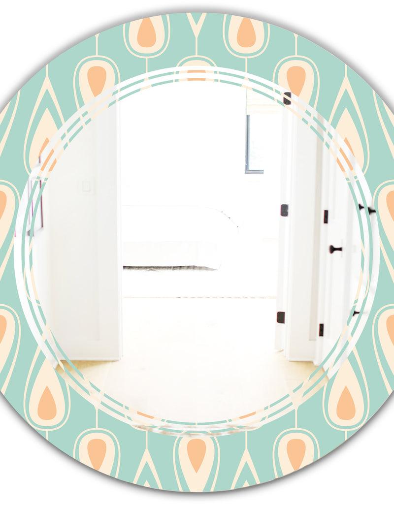 DesignQ Retro Ornamental Design VIII - Modern Round Or Oval Wall Mirror - Triple C