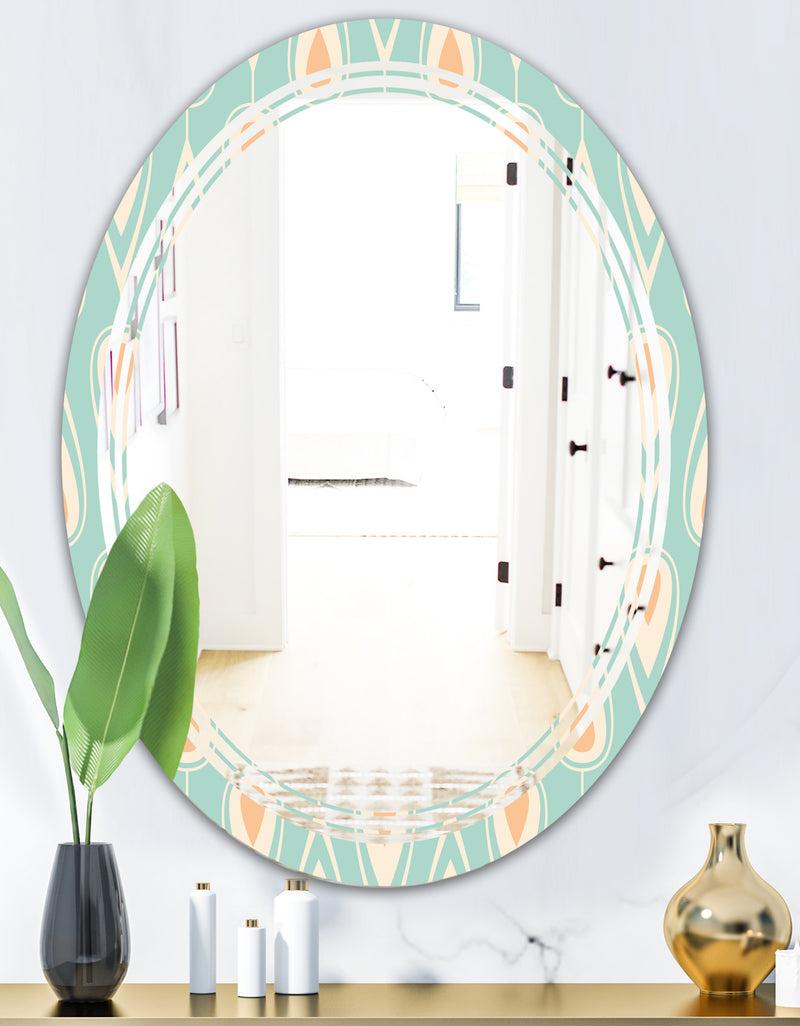 DesignQ Retro Ornamental Design VIII - Modern Round Or Oval Wall Mirror - Triple C