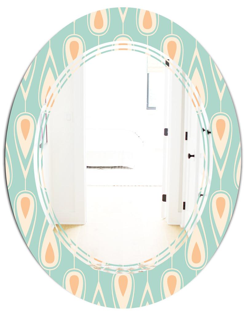 DesignQ Retro Ornamental Design VIII - Modern Round Or Oval Wall Mirror - Triple C