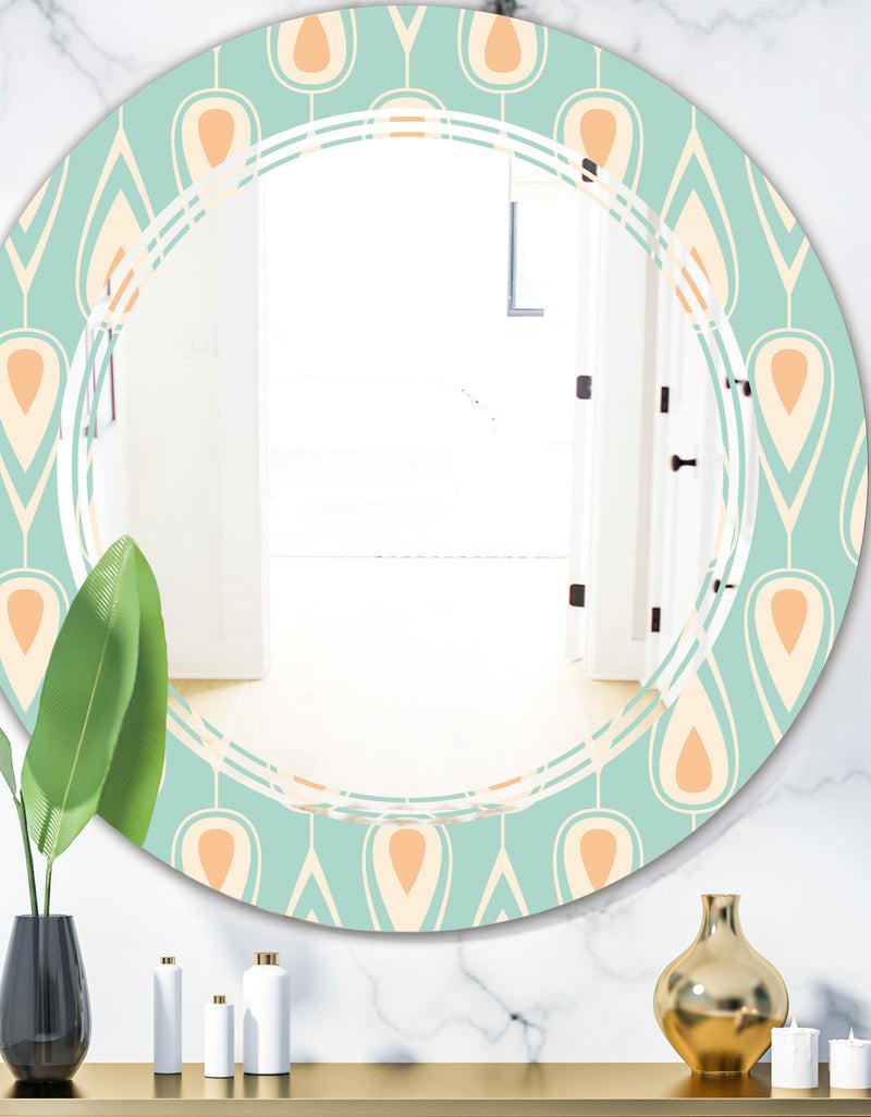 DesignQ Retro Ornamental Design VIII - Modern Round or Oval Wall Mirror - Triple C