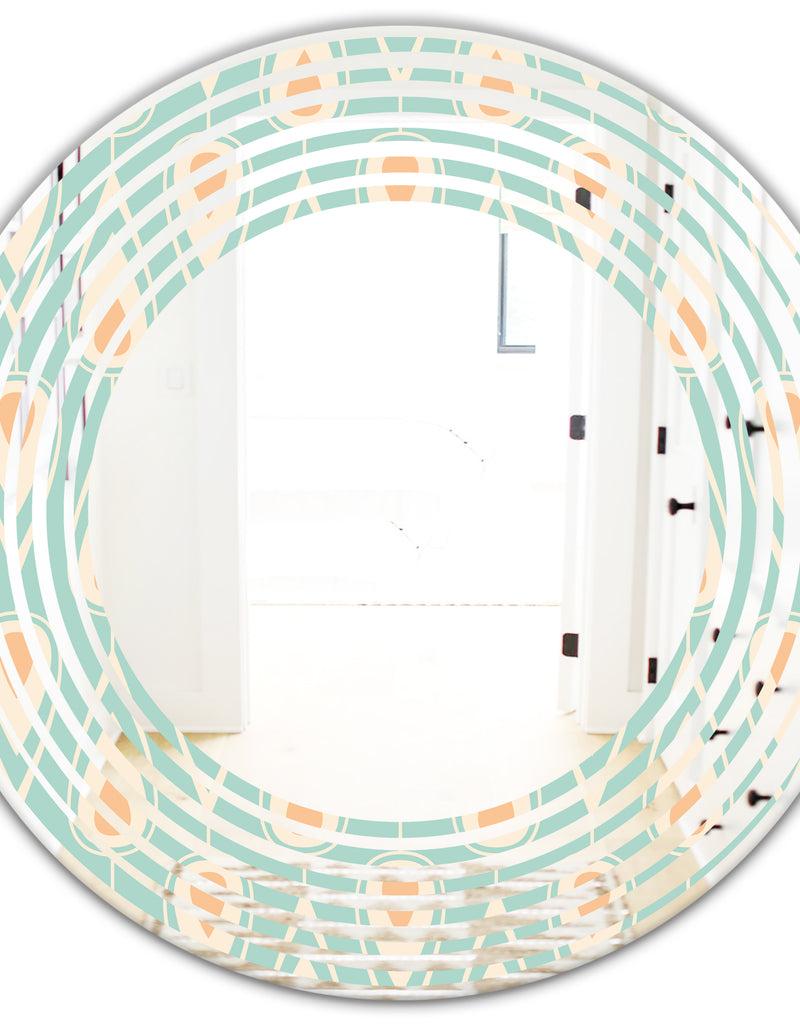 DesignQ Retro Ornamental Design VIII - Modern Round Or Oval Wall Mirror - Wave